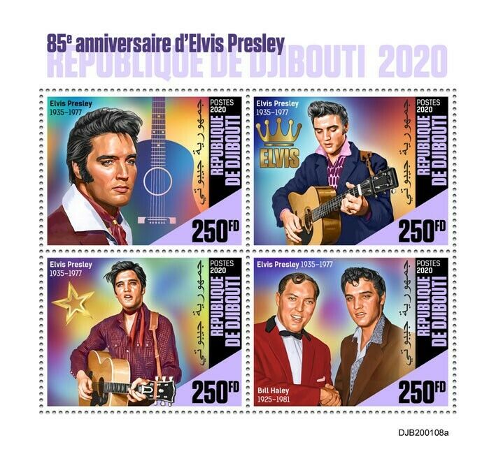 Djibouti Elvis Presley Stamps 2020 MNH Music Celebrities Famous People 4v M/S