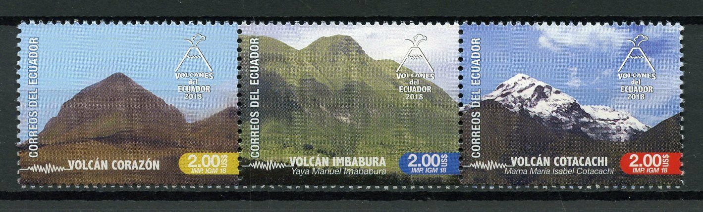 Ecuador 2018 MNH Volcanoes Volcano 3v Strip Mountains Tourism Nature Stamps