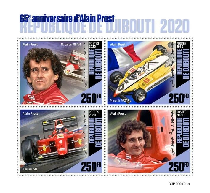 Djibouti Sports 2020 MNH Alain Prost Formula 1 F1 Famous People McLaren 4v M/S