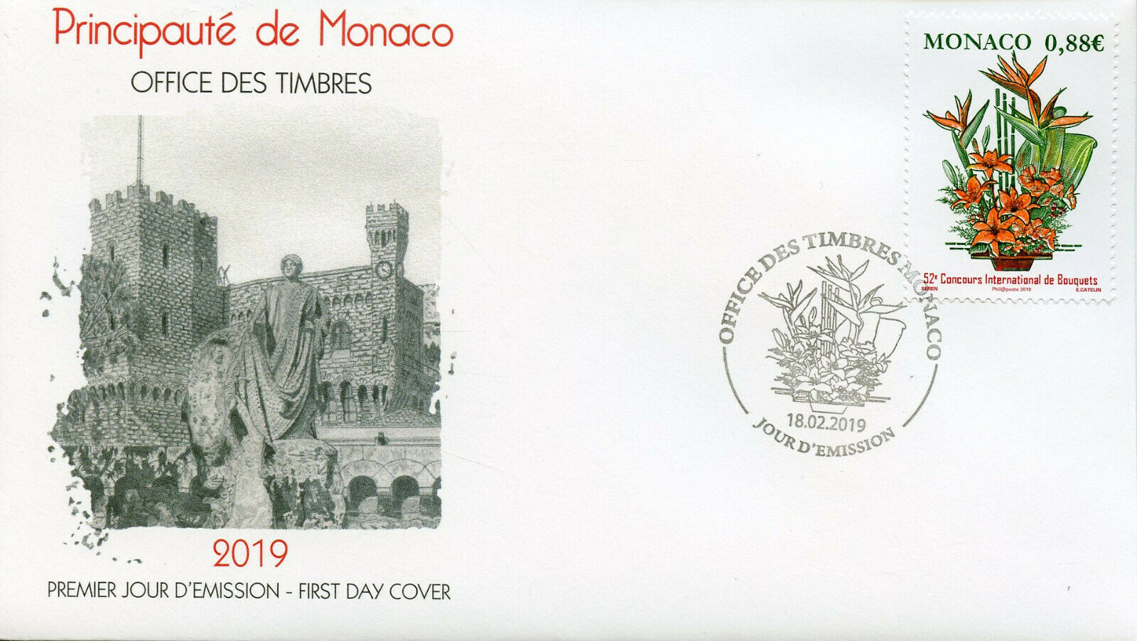 Monaco 2019 FDC International Bouquet Competition 1v Cover Flowers Plants Stamps