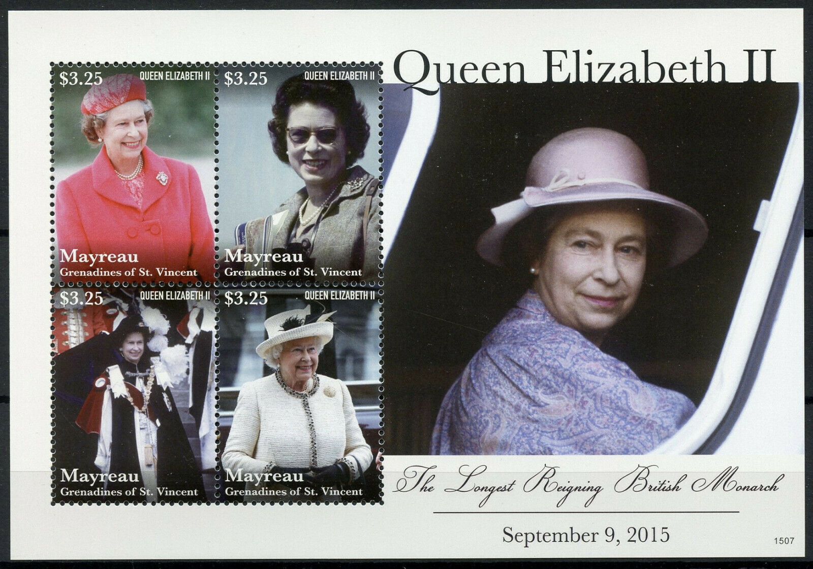 Mayreau Gren St Vincent 2015 MNH Royalty Stamps Queen Elizabeth II Longest Reign 4v M/S