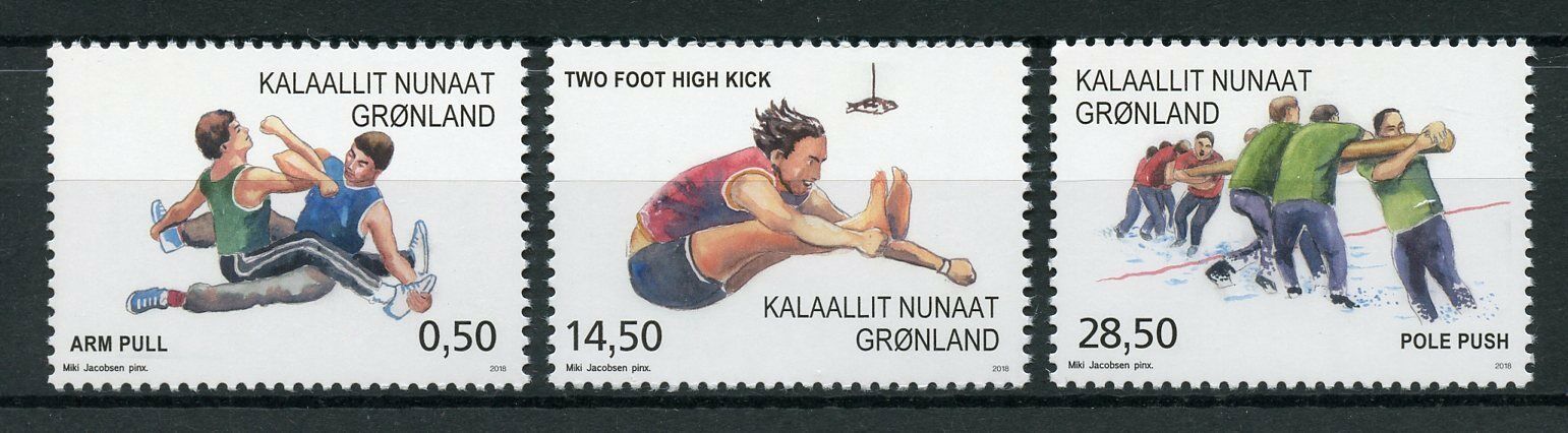 Greenland 2018 MNH Sports in Greenland III Arm Pull Pole Push 3v Set Stamps