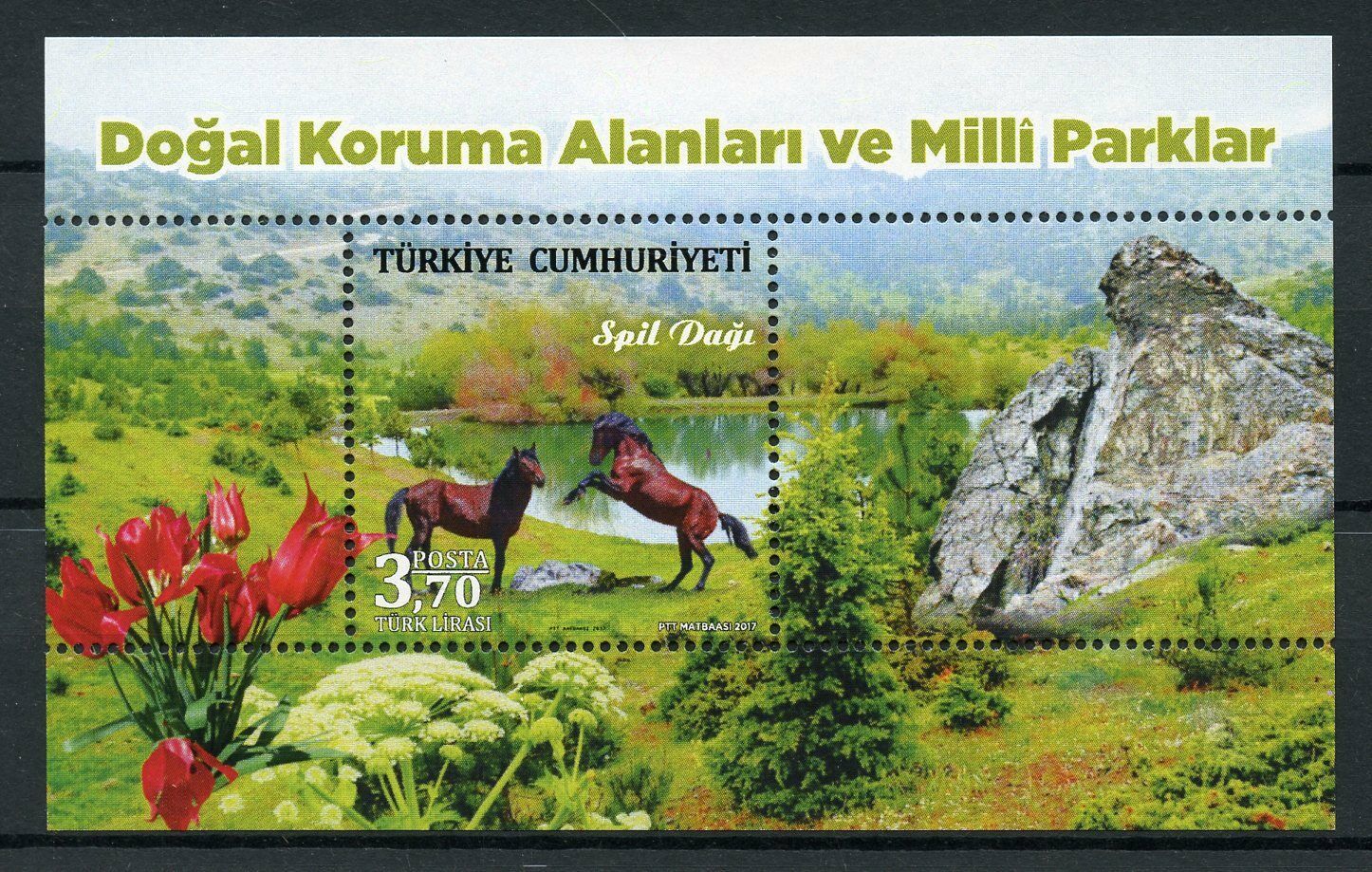 Turkey 2017 MNH Natl Parks Mount Spil 1v M/S Horses Flowers Nature Stamps