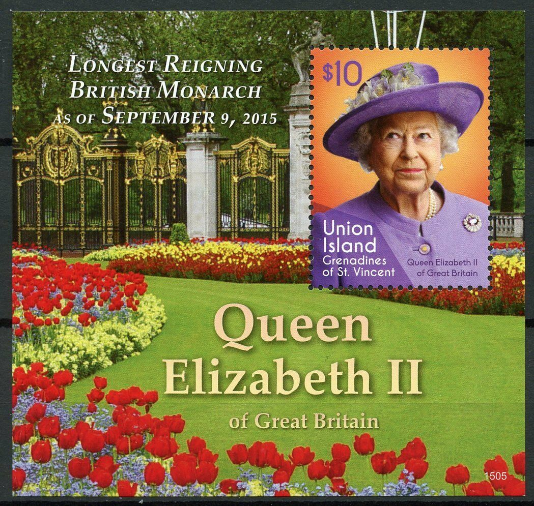 Union Island Gren St Vincent Royalty Stamps 2015 MNH Queen Elizabeth II 1v S/S