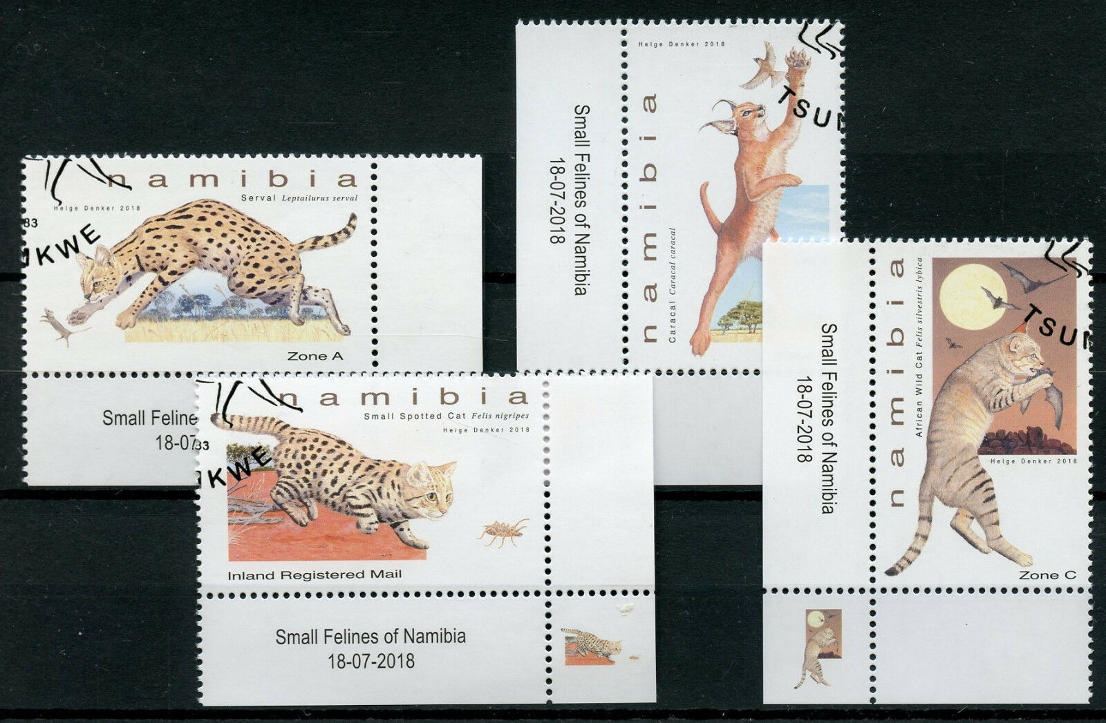 Namibia 2018 CTO Small Felines Serval Caracal 4v Set Wild Cats Animals Stamps
