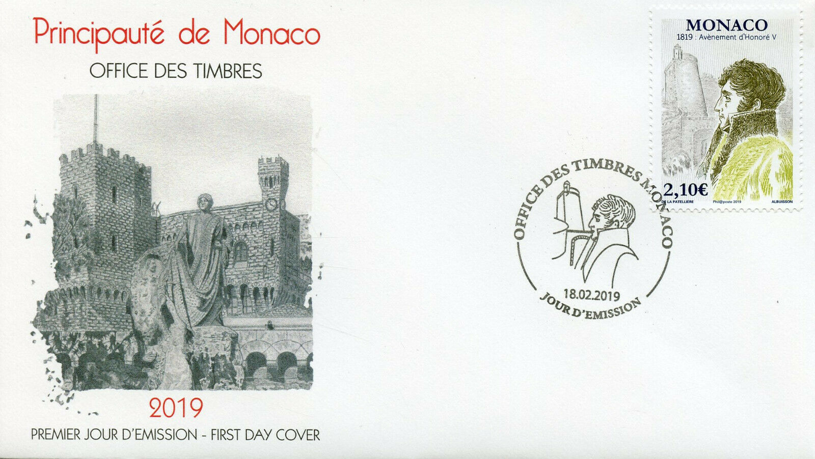 Monaco 2019 FDC Accession Honore V Bicentenary 1v Cover Royalty People Stamps