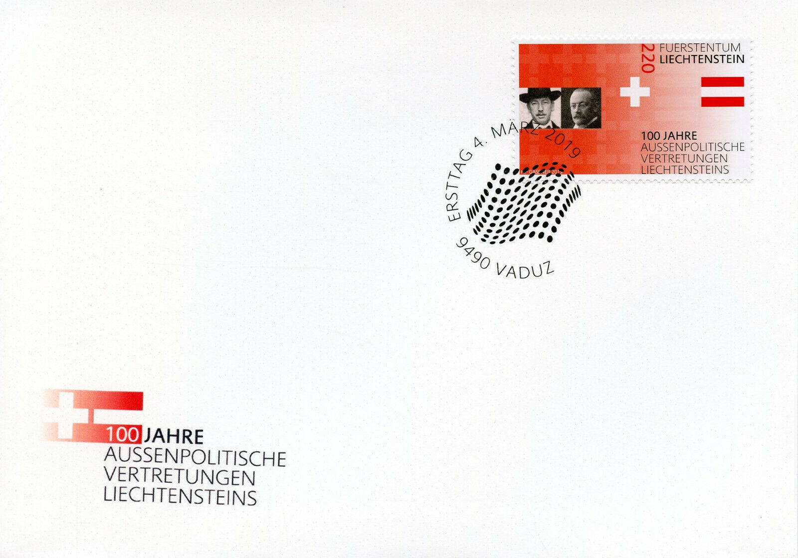 Liechtenstein 2019 FDC Foreign Representation Diplomacy 100 Yrs 1v Cover Stamps
