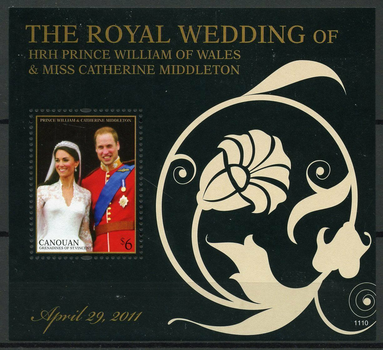 Canouan Gren St Vincent Stamps 2011 MNH Royal Wedding Prince William Kate 1v S/S
