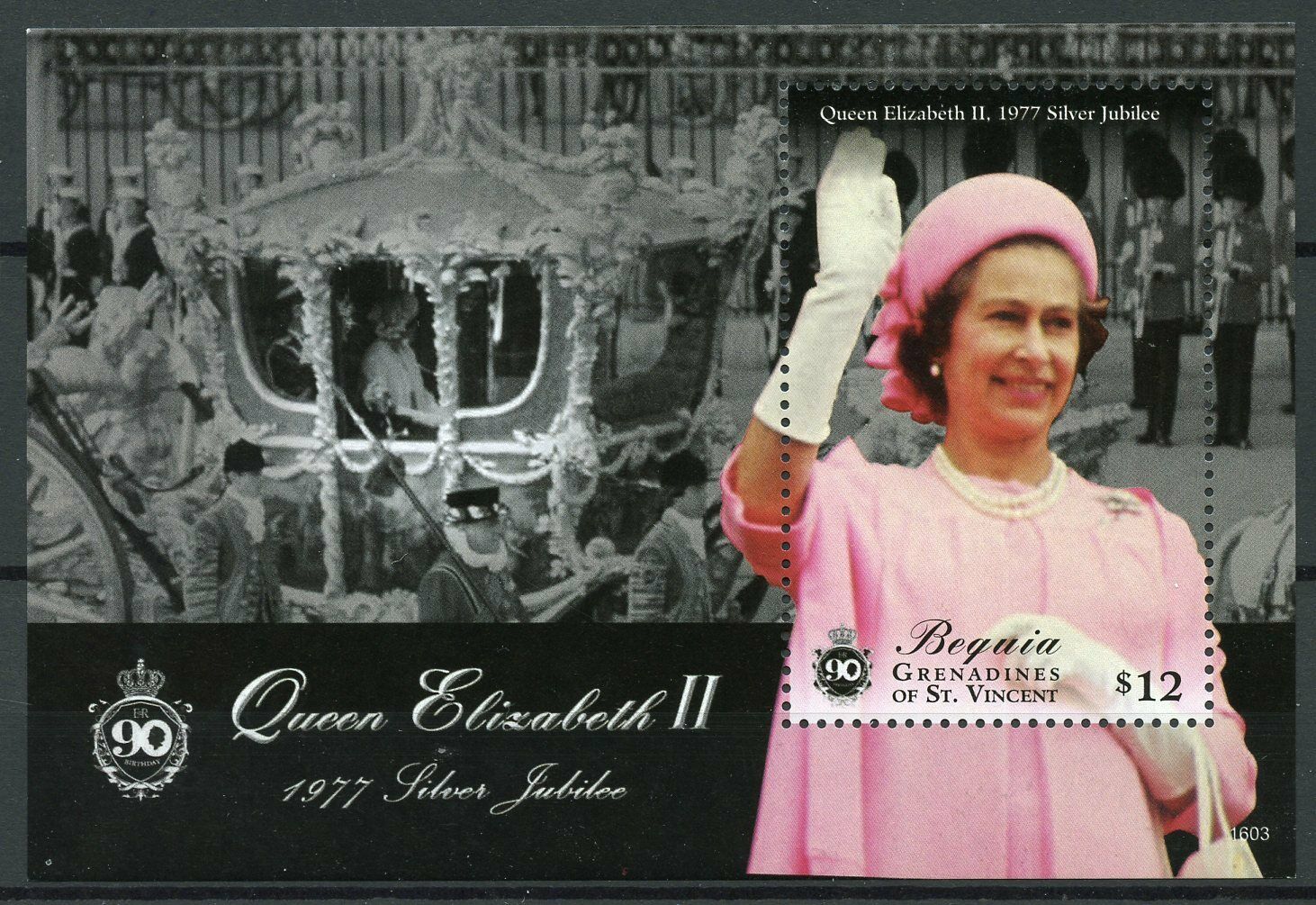 Bequia Gren St Vincent Stamps 2016 MNH Queen Elizabeth II 90th Birthday 1v S/S I