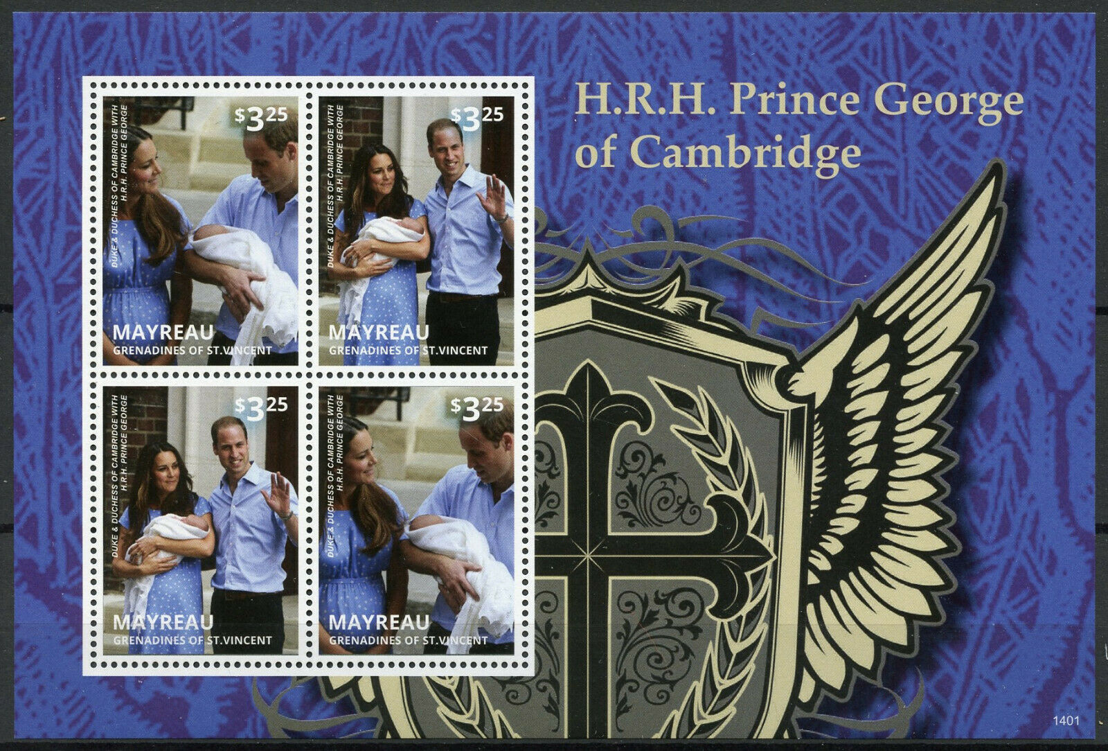 Mayreau Gren St Vincent Stamps 2014 MNH Prince George Royal Baby William 4v M/S