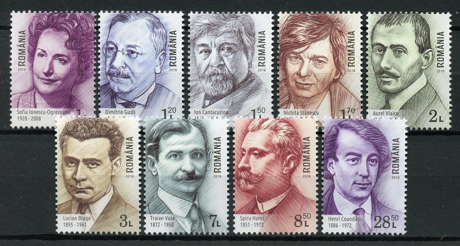 Romania 2018 MNH Famous Romanians Lucian Blaga Spiru Haret 9v Set People Stamps