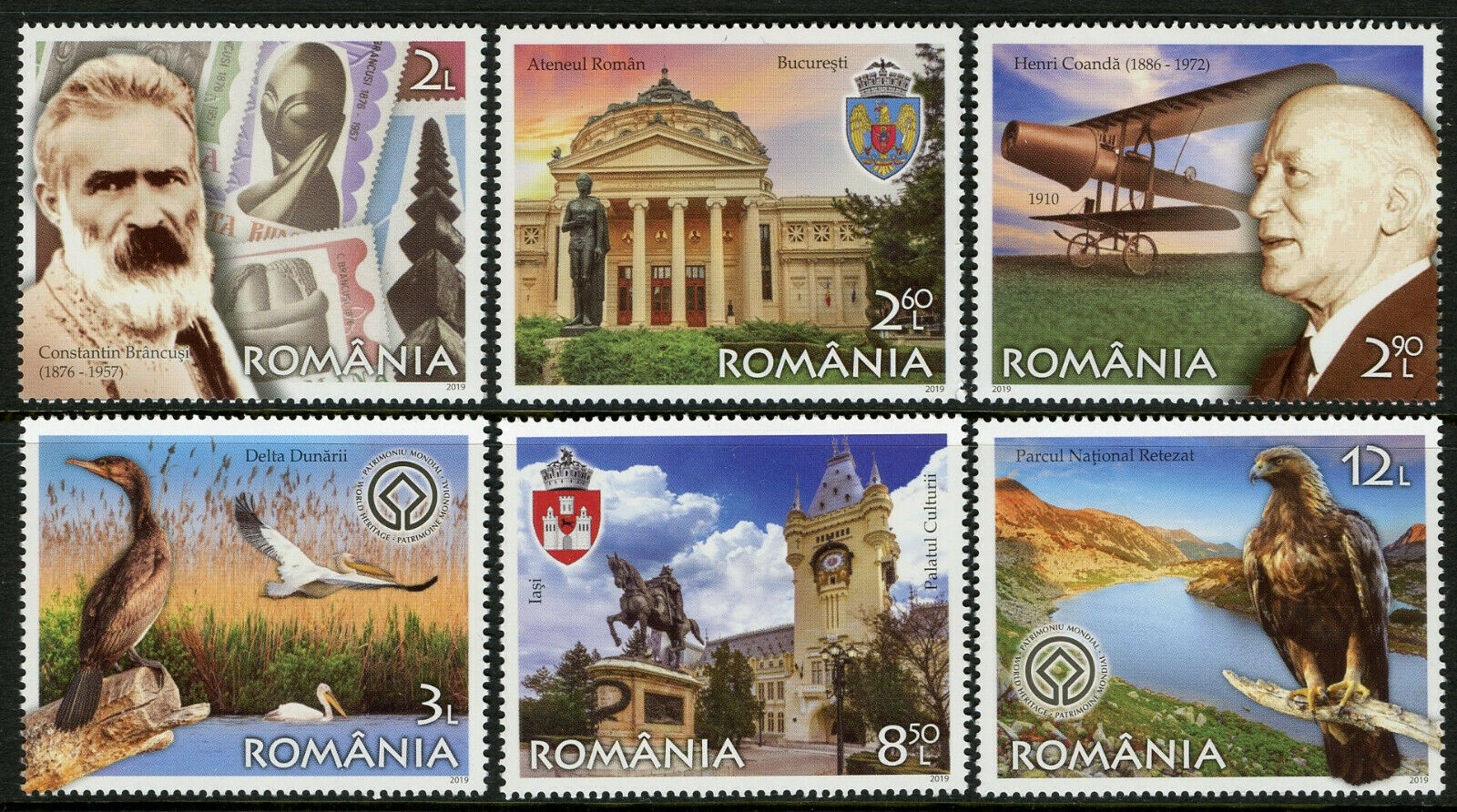 Romania 2019 MNH European Treasure 6v Set Birds Pelicans Landscapes Stamps