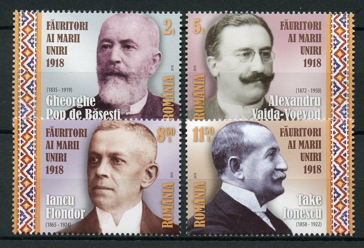Romania 2018 MNH Founders Great Union Take Ionescu 4v Set II People Stamps