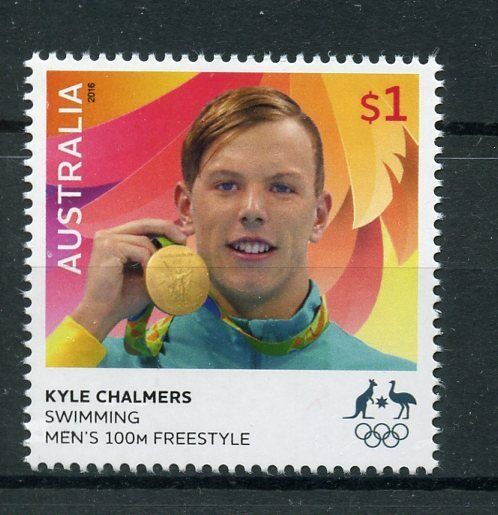 Australia 2016 MNH Rio 2016 Olympics Gold Medal Winners Kyle Chalmers 1v Stamps