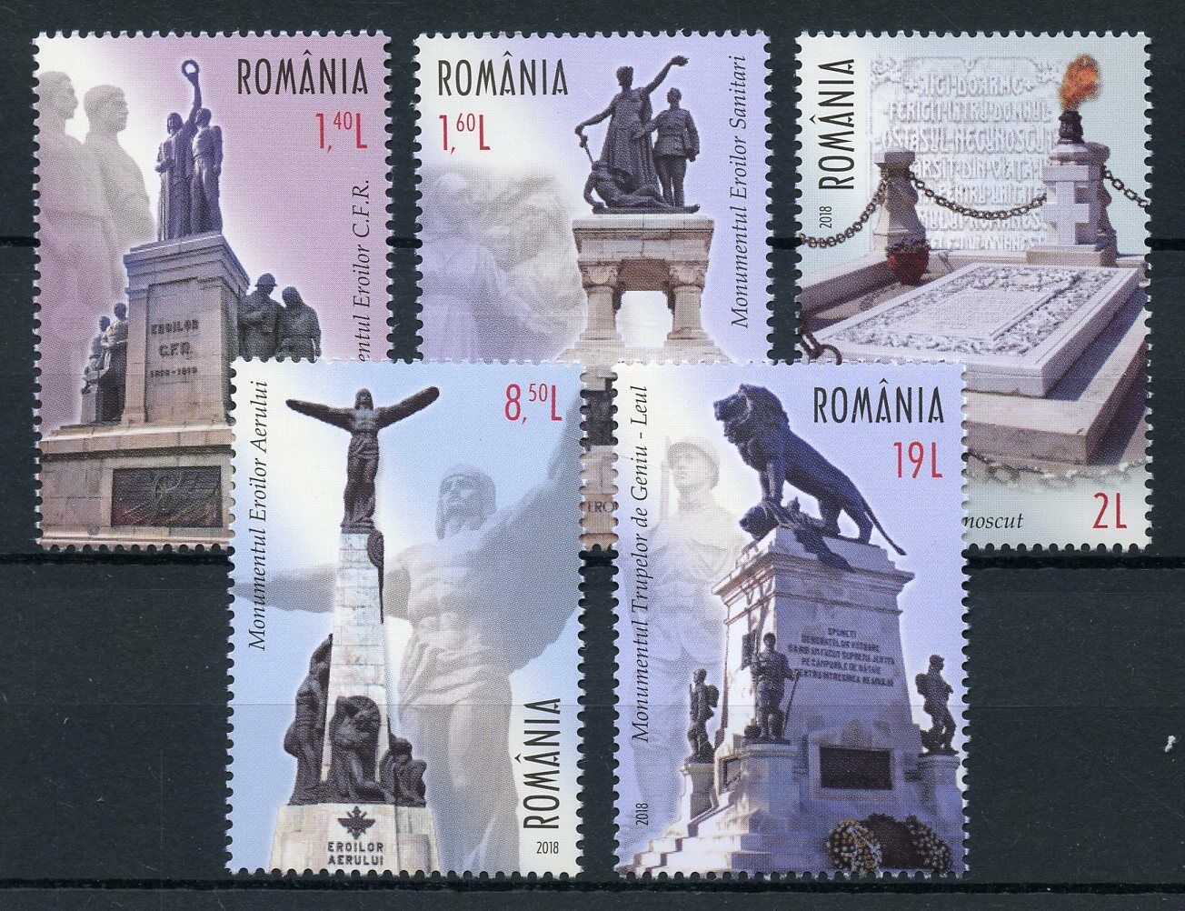 Romania 2018 MNH Monuments of National Heroes 5v Set Architecture Stamps