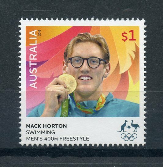 Australia 2016 MNH Rio 2016 Olympics Gold Medal Winners Mack Horton 1v Stamps