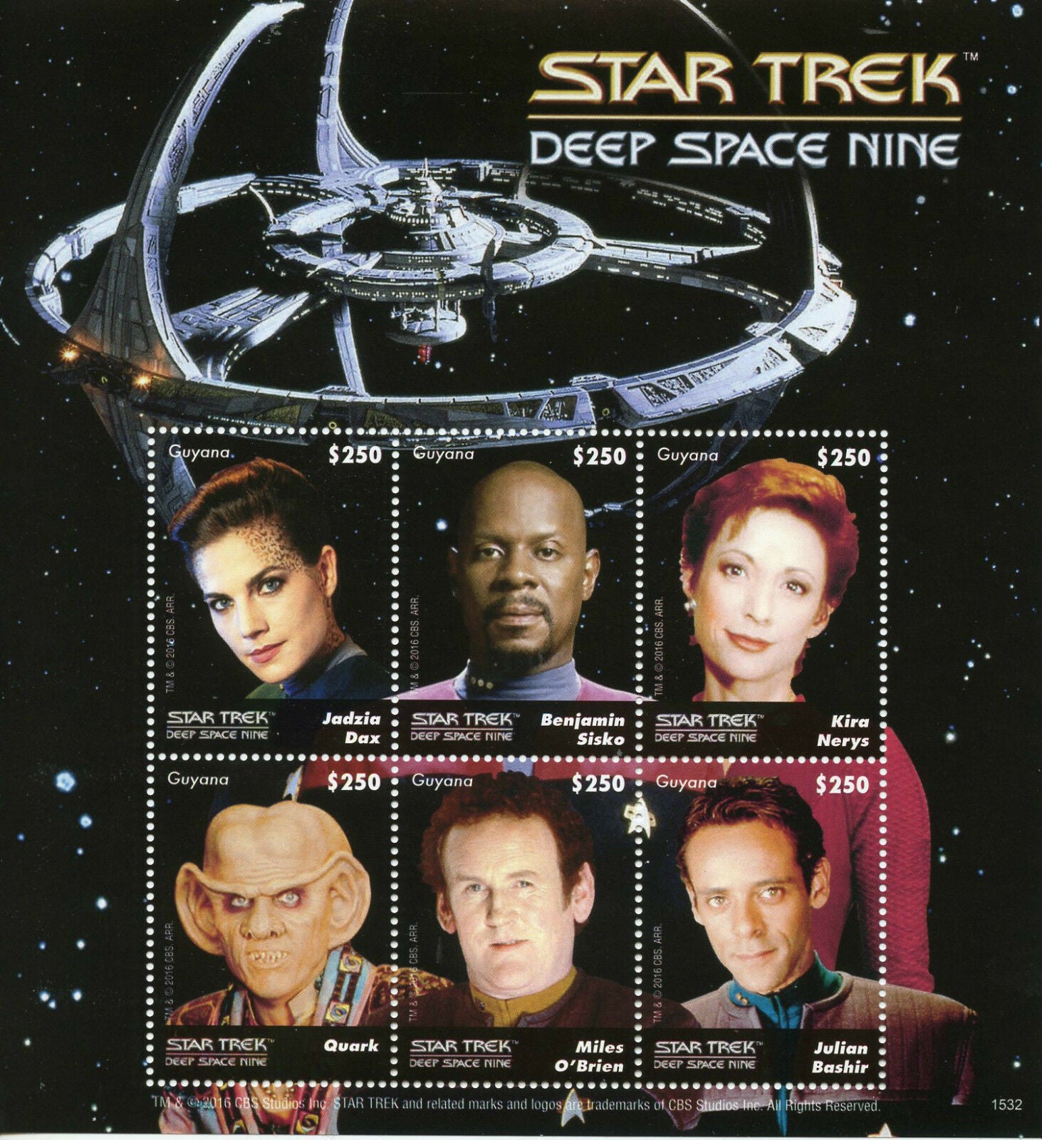 Guyana 2015 MNH Star Trek Deep Space Nine 6v M/S Benjamin Sisko Quark Stamps