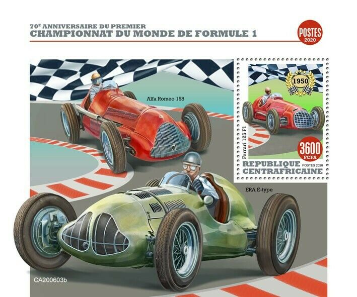 Central African Rep 2020 MNH Sports Stamps F1 Formula 1 Auto Racing Cars 1v S/S
