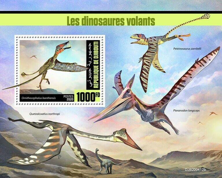 Djibouti 2020 MNH Flying Dinosaurs Stamps Prehistoric Animals Pteranodon 1v S/S