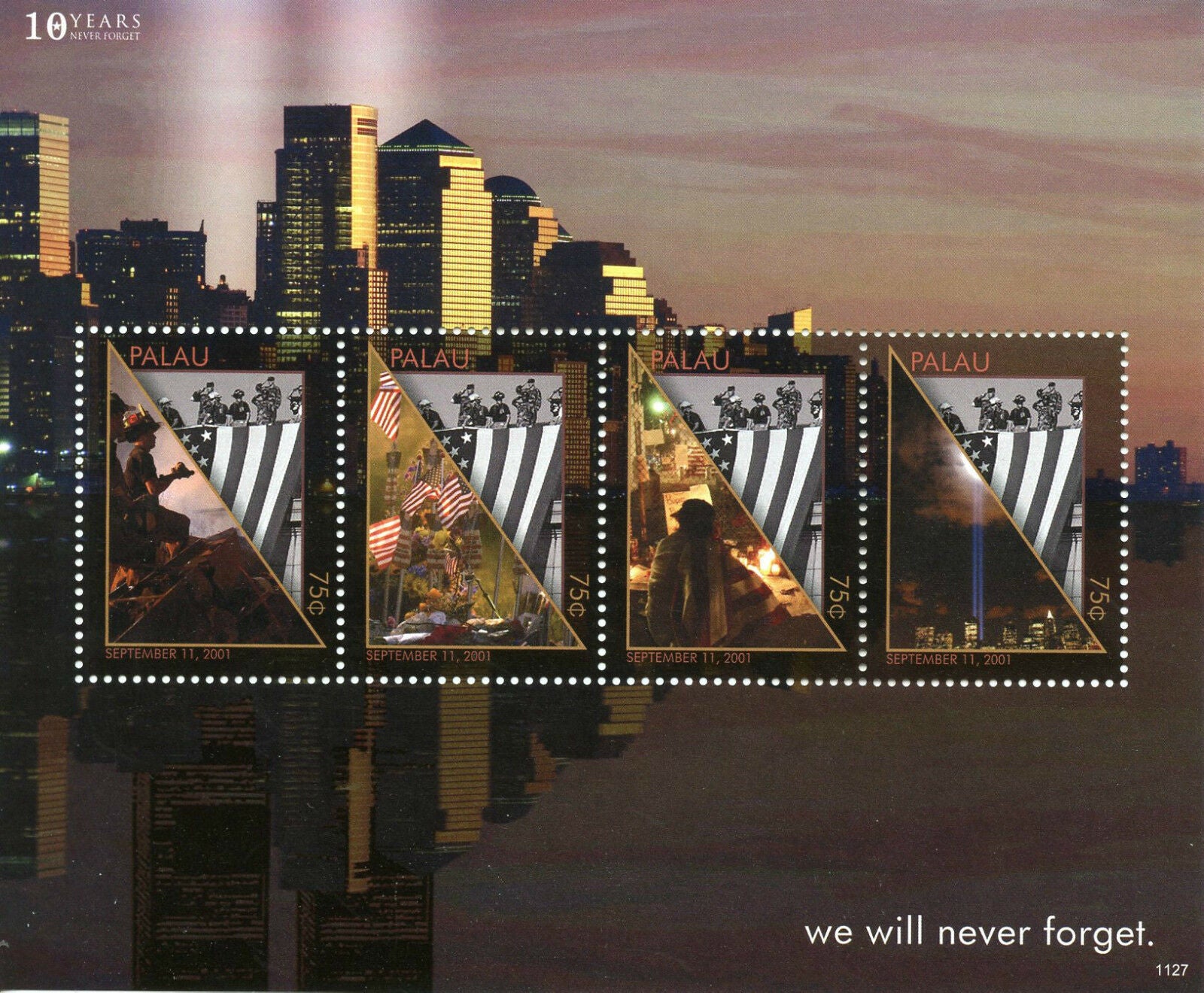 Palau 2011 MNH Historical Events Stamps September 11th New York Skyscrapers Architecture 4v M/S