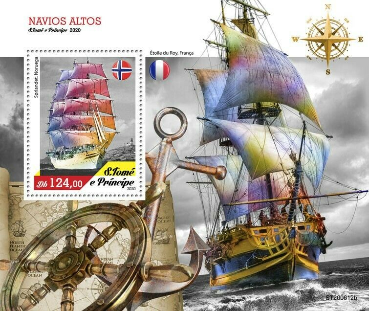 Sao Tome & Principe Tall Ships Stamps 2020 MNH Sorlandet Etoile du Roy 1v S/S