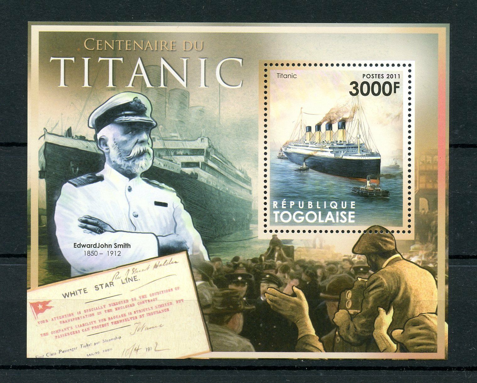 Togo Ships Stamps 2011 MNH Titanic Centenary Launch Boats Nautical 1v S/S