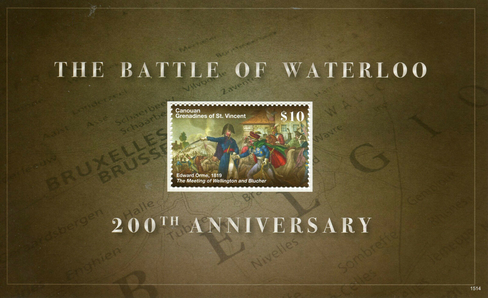 Canouan Gren Vincent Stamps 2015 MNH Battle of Waterloo 200th Edward Orme 1v S/S