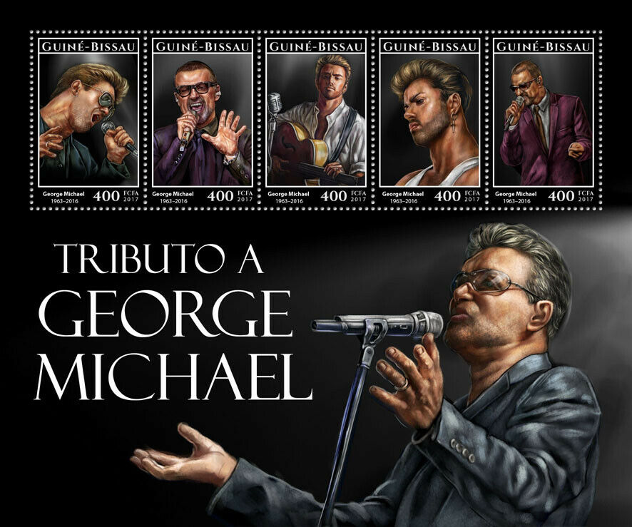 Guinea-Bissau 2017 MNH Music Stamps George Michael Tribute Famous People 5v M/S