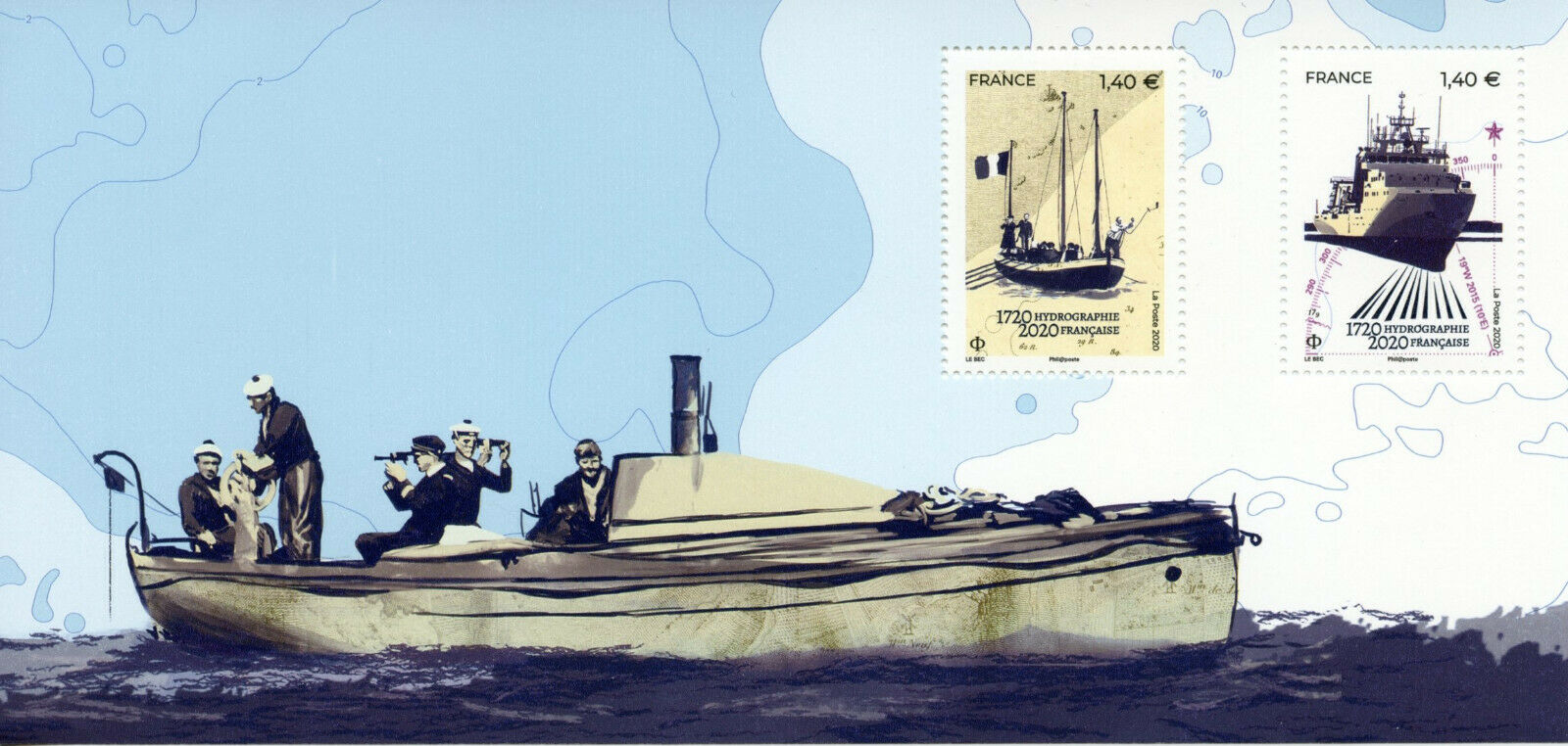 France Ships Stamps 2020 MNH French Hydrography SHOM 2v M/S Philatelic Souvenir