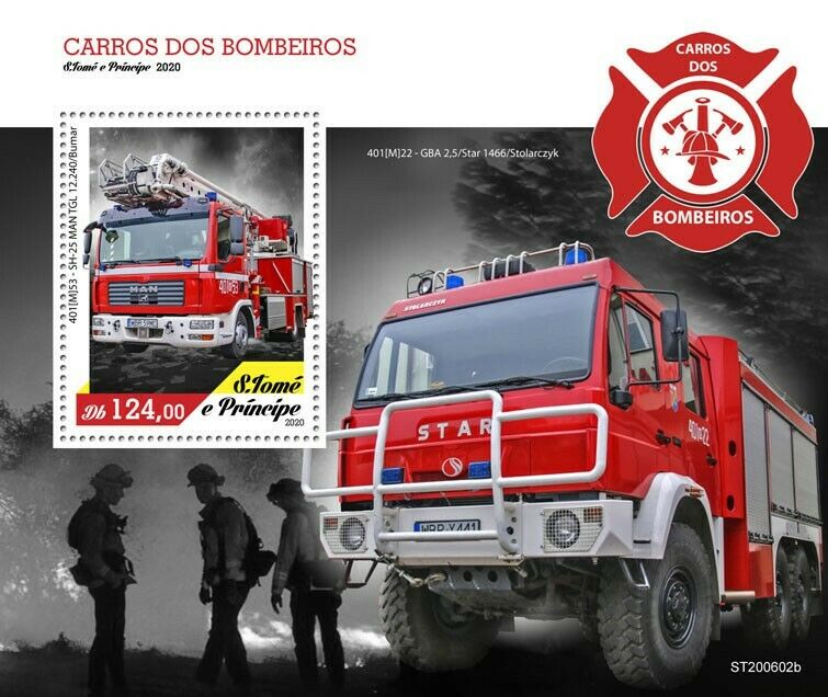 Sao Tome & Principe Fire Engines Stamps 2020 MNH SH-25 MAN TGL Burnar 1v S/S