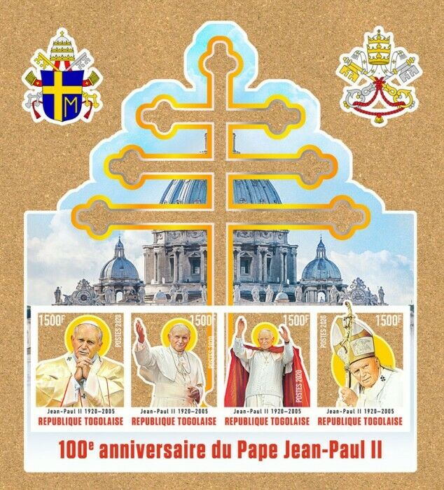 Togo 2020 MNH Pope John Paul II Stamps 100th Birth Anniv  Famous People 4v M/S