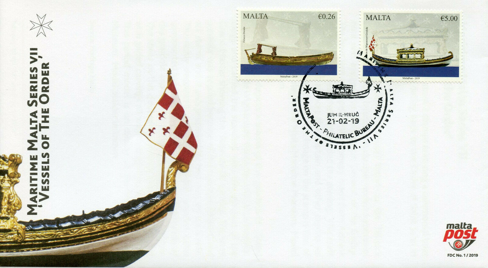 Malta 2019 FDC Maritime VII Vessels of Order 2v Set Cover Boats Ships Stamps