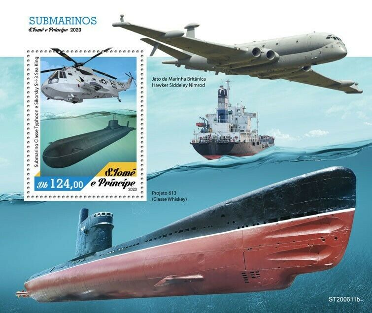 Sao Tome & Principe 2020 MNH Submarines Stamps Ships Aviation Helicopters 1v S/S