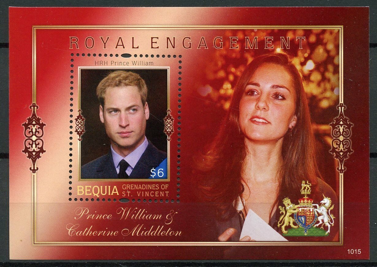 Bequia Gren St Vincent Stamps 2010 MNH Royal Engagement William & Kate 1v S/S II