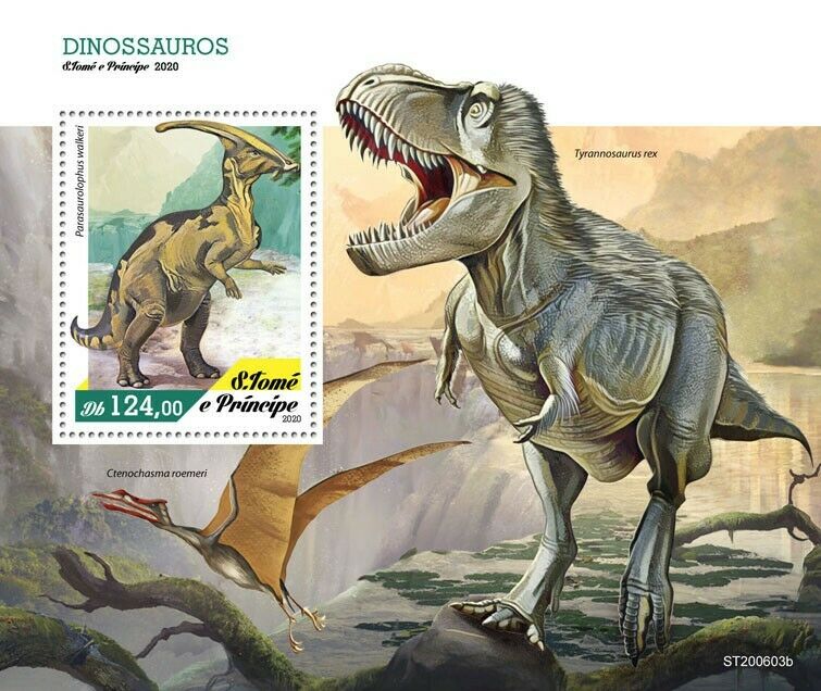Sao Tome & Principe Dinosaurs Stamps 2020 MNH Prehistoric Animals T-Rex 1v S/S