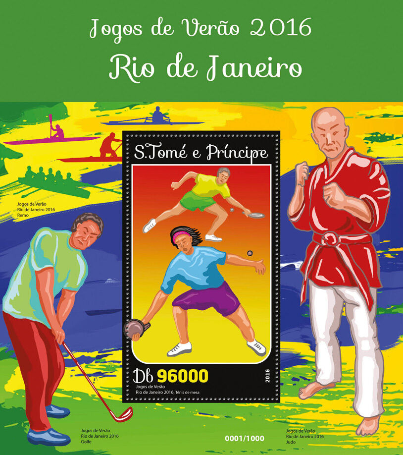 Sao Tome & Principe 2016 MNH Summer Olympics Stamps Rio 2016 Table Tennis 1v S/S
