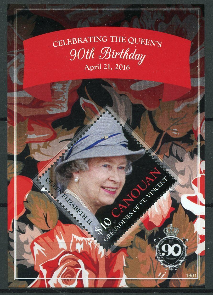 Canouan Gren St Vincent 2016 MNH Royalty Stamps Queen Elizabeth II 90th 1v S/S