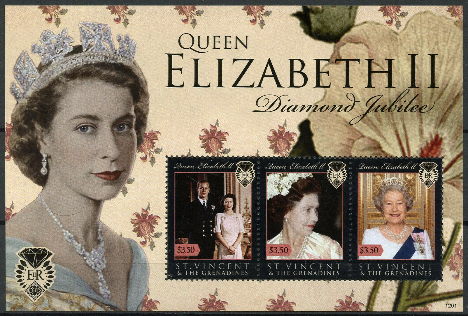 St Vincent & Grenadines 2012 MNH Royalty Stamps Queen Elizabeth II Diamond Jubilee 3v M/S