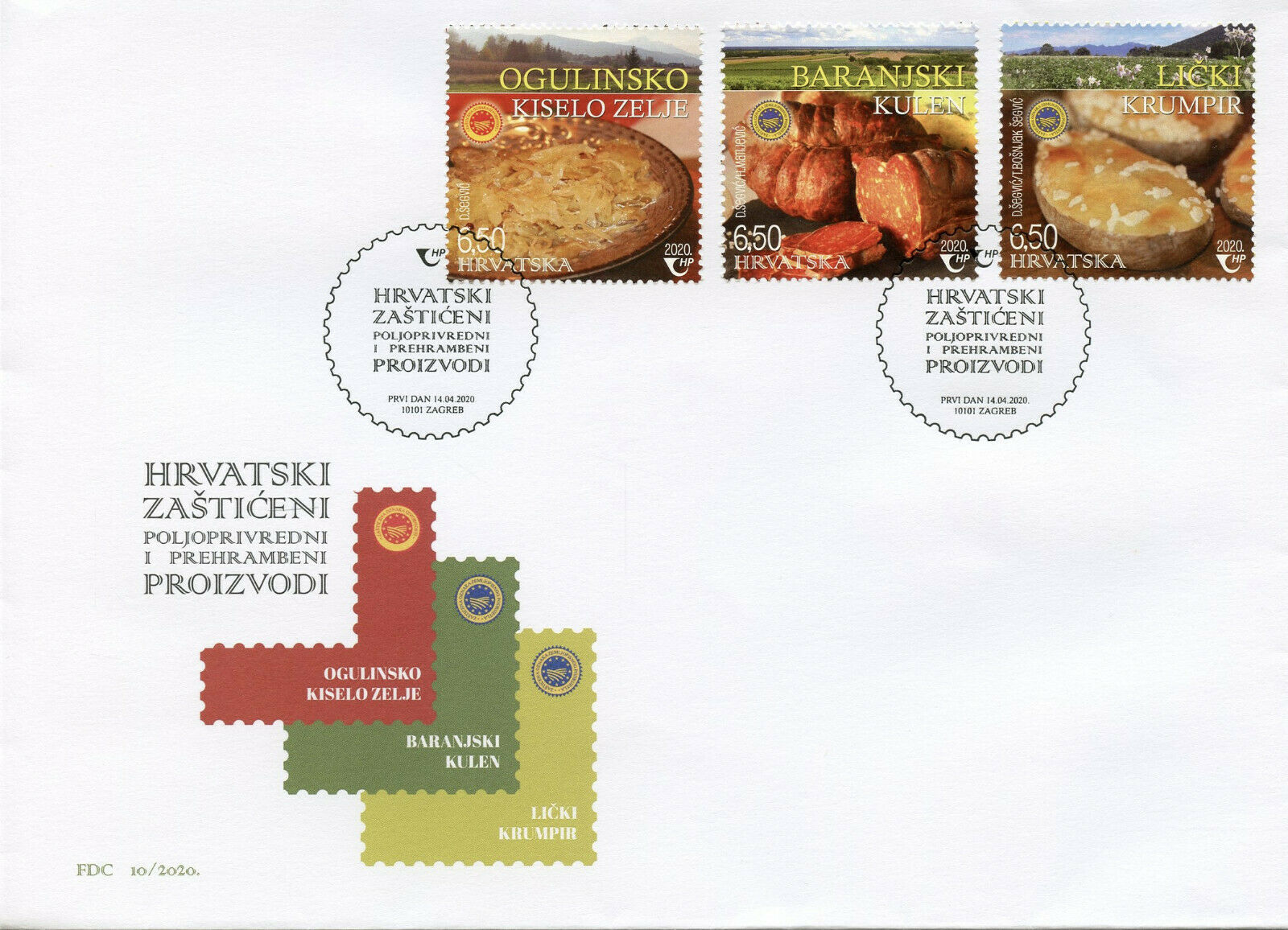Croatia Gastronomy Stamps 2020 FDC Protected Agri-Food Products Foods 3v Set