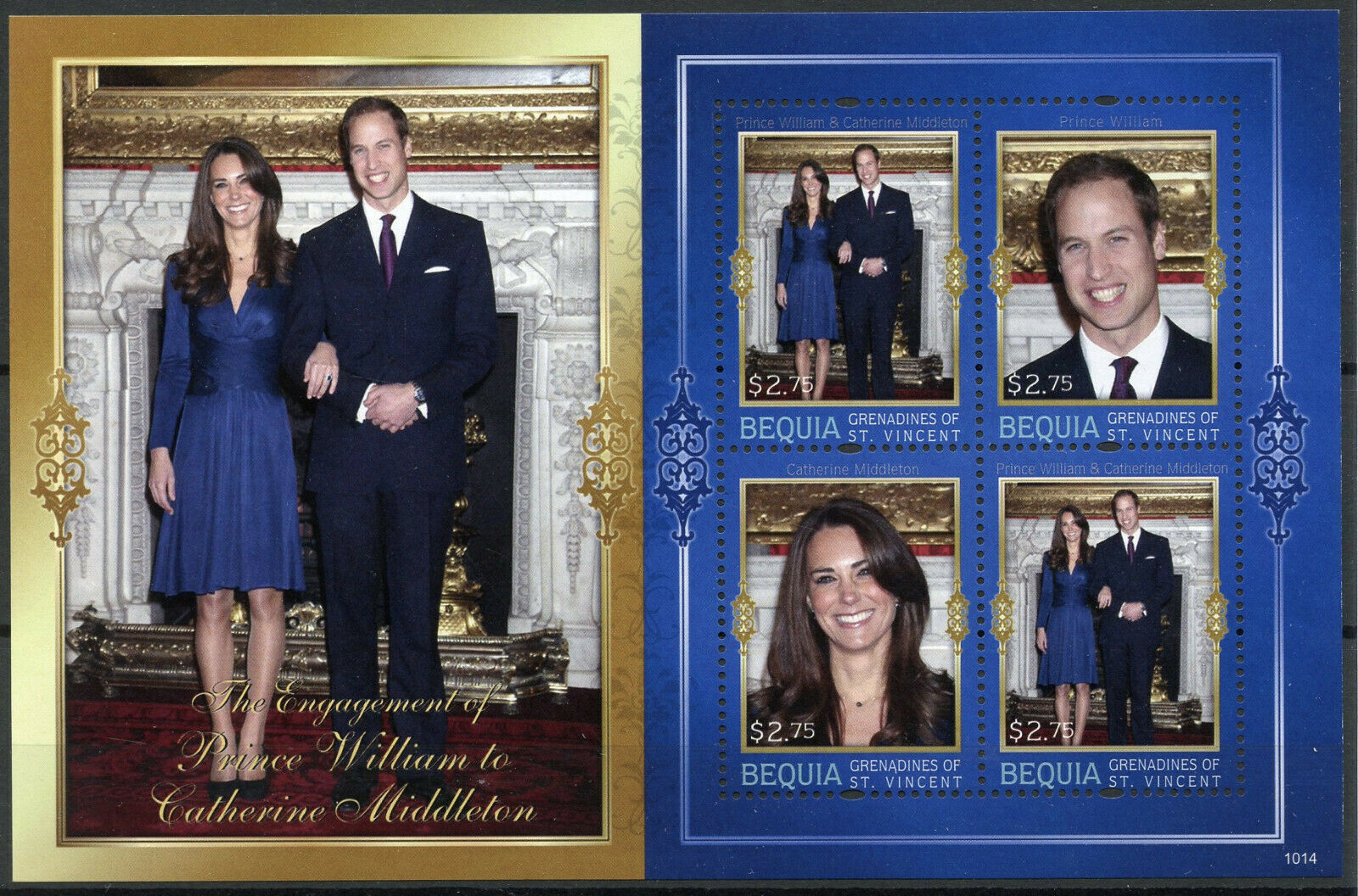 Bequia Gren St Vincent Stamps 2010 MNH Royal Engagement William & Kate 4v M/S I