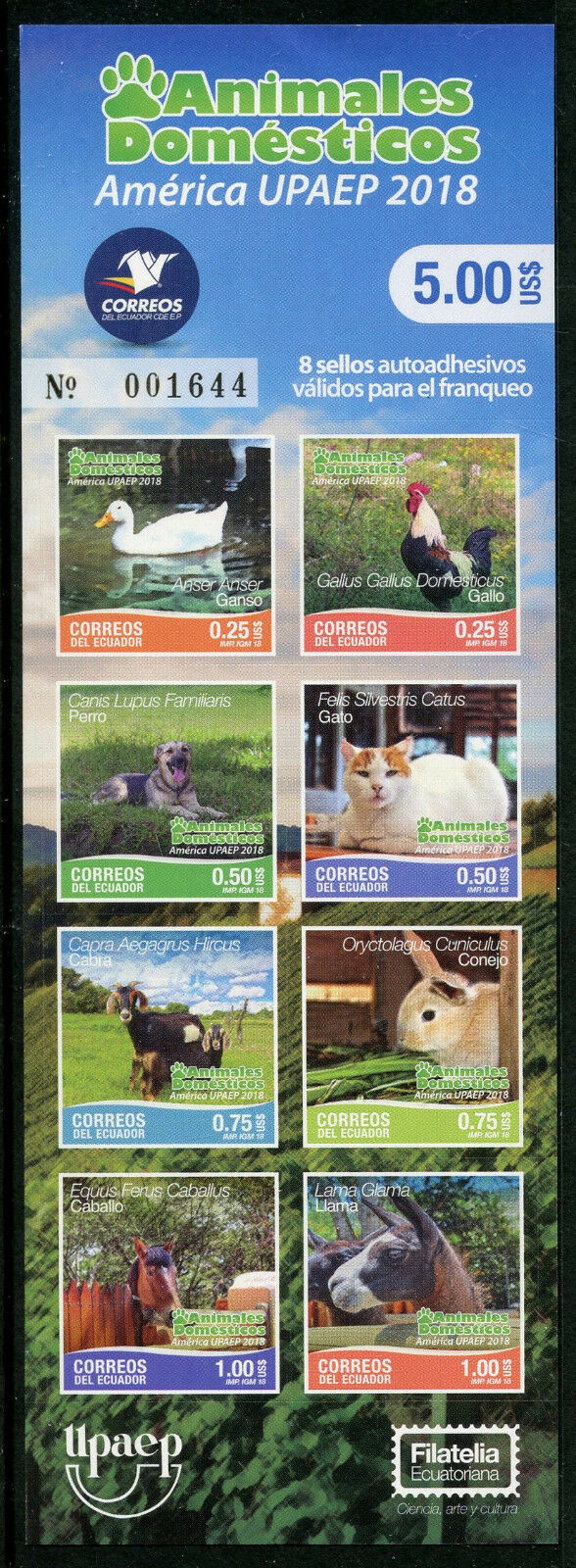 Ecuador 2018 MNH Domestic Animals Cats Dogs Horses 5v Strip + 8v Booklet Stamps