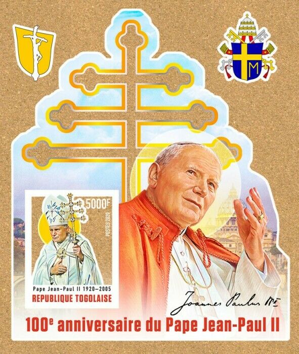 Togo 2020 MNH Pope John Paul II Stamps 100th Birth Anniv Famous People 1v S/S