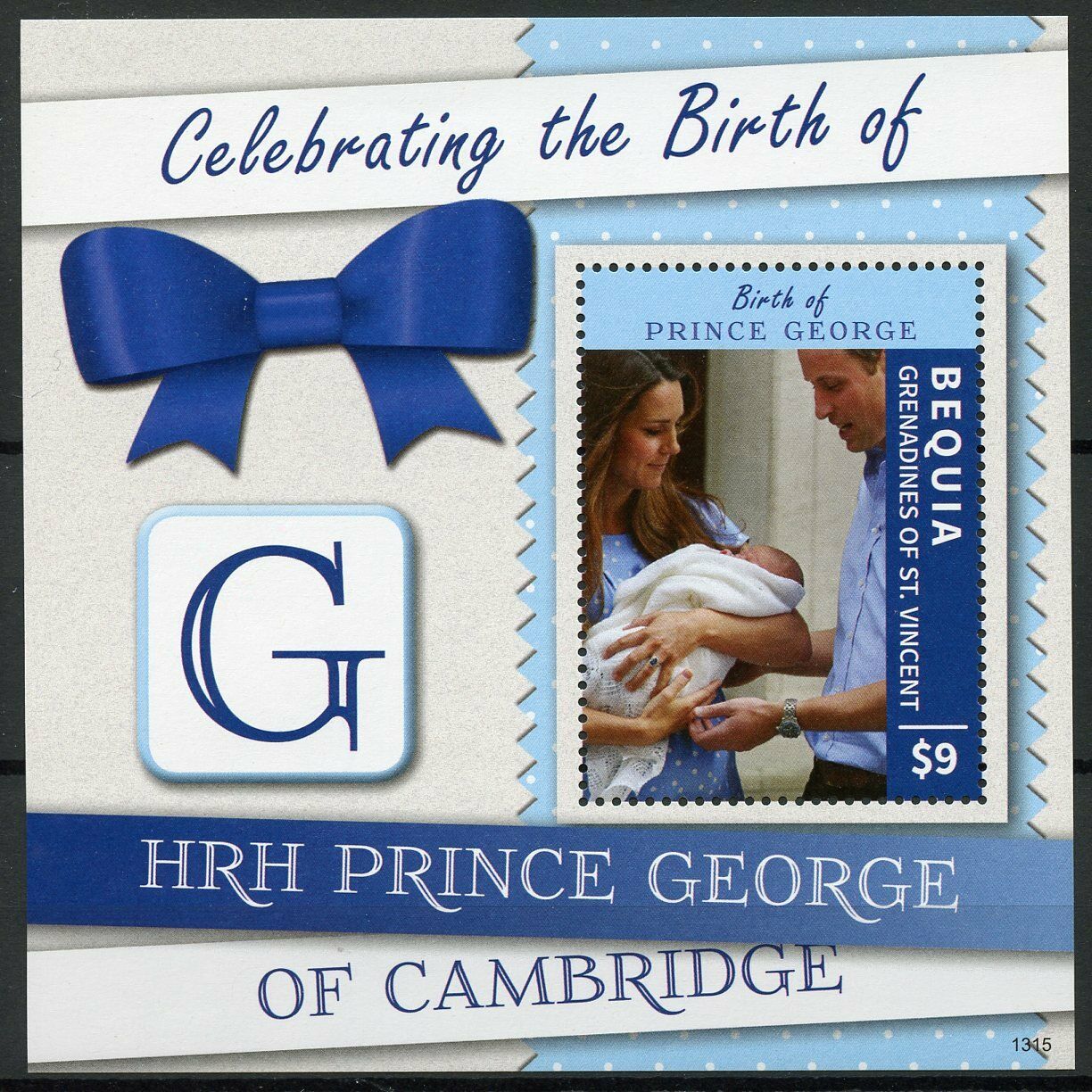 Bequia Gren St Vincent Royalty Stamps 2013 MNH Prince George Royal Baby 1v S/S