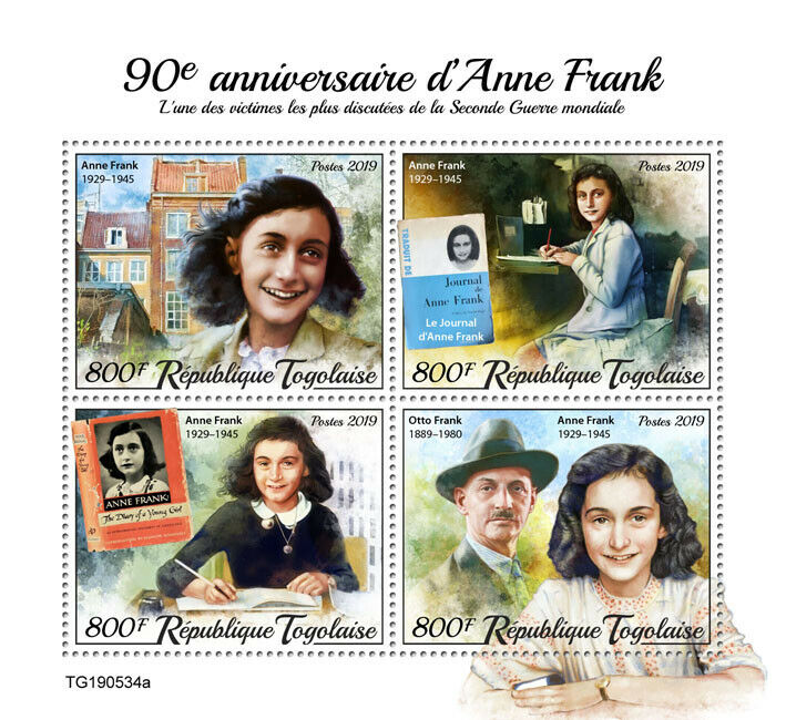 Togo 2019 MNH Military & War Stamps WWII WW2 Anne Frank Famous People 4v M/S