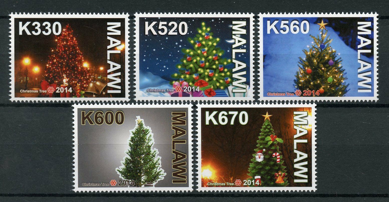 Malawi 2014 MNH Christmas Tree 5v Set Stamps Trees Seasonal Stamps