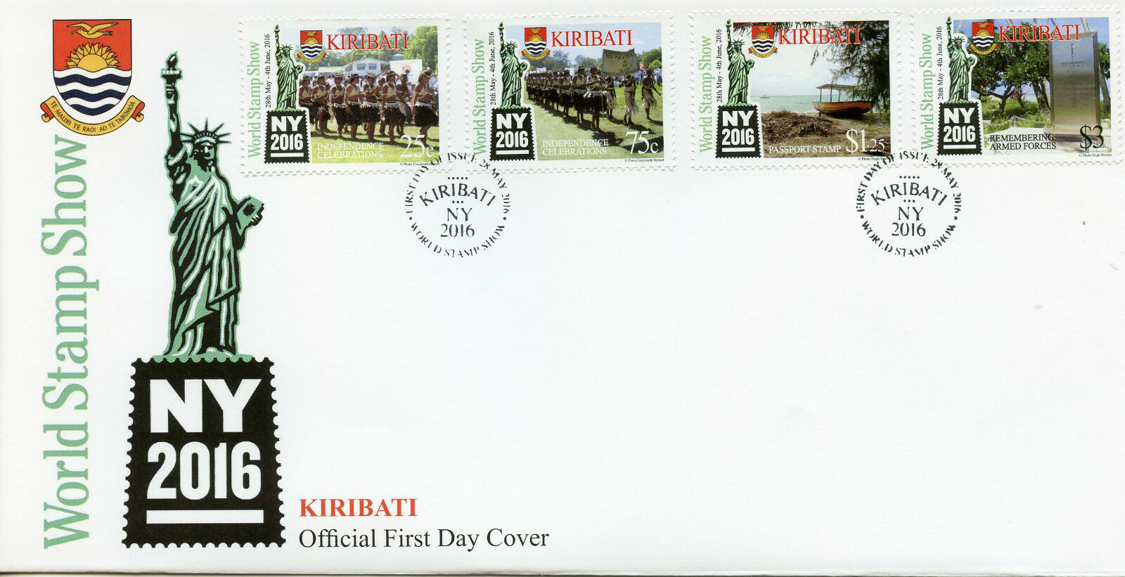 Kiribati 2016 FDC - New York Stamp Show NY2016 - Independence - 4v Set