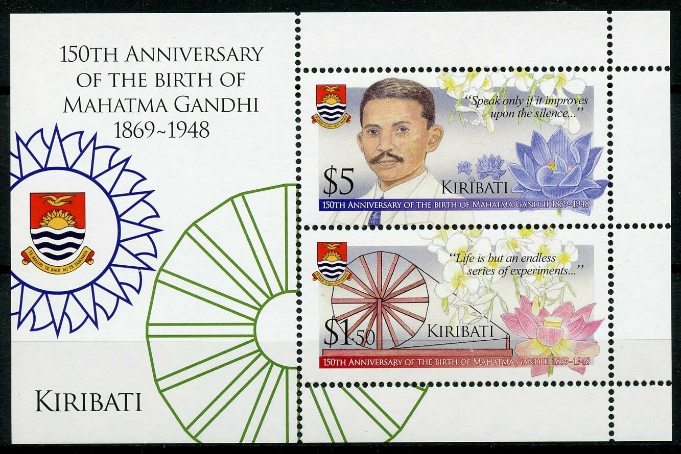 Kiribati 2019 MNH Mahatma Gandhi Stamps 150th Birth Anniv People Historical Figures 2v M/S Stamps