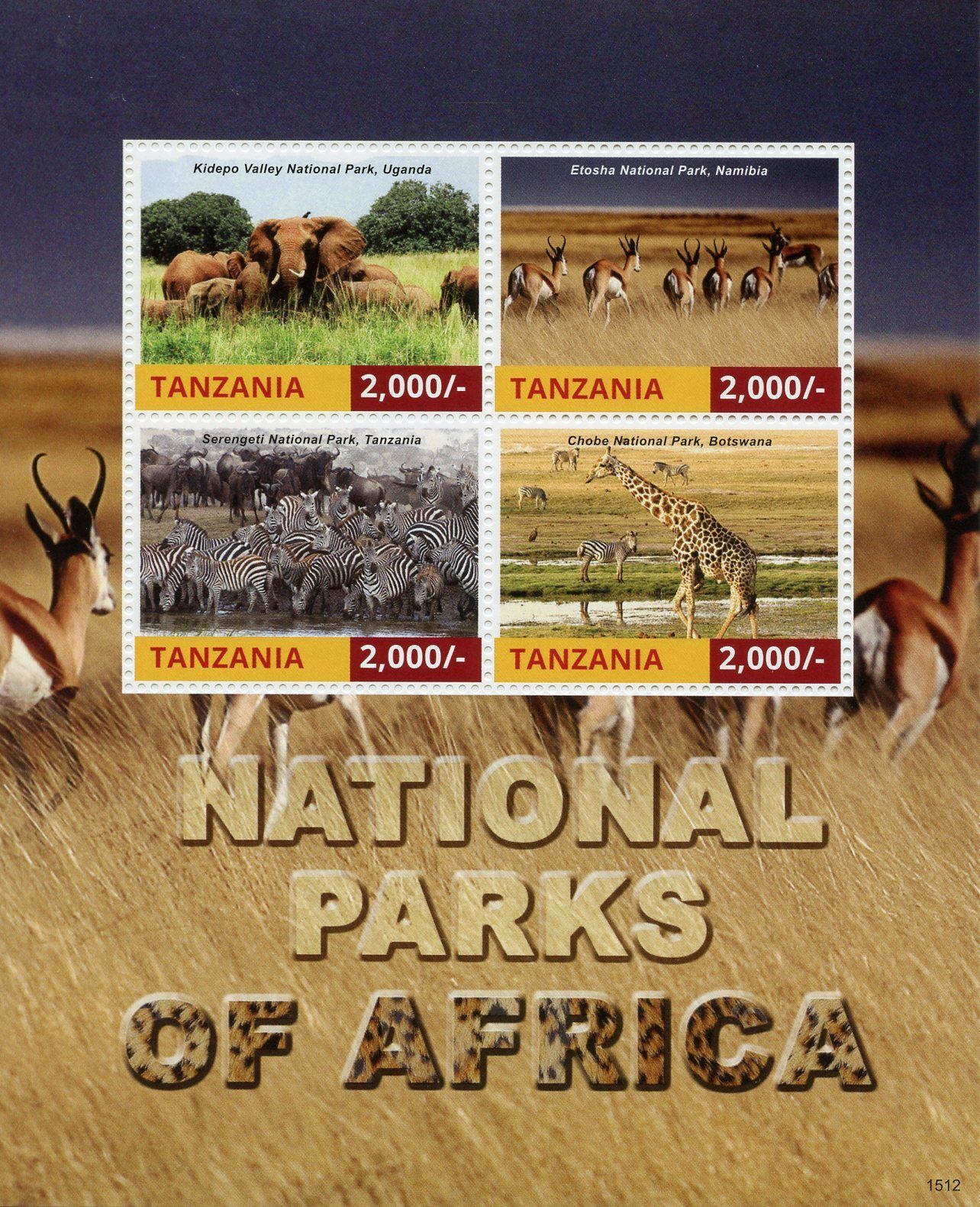 Tanzania 2015 MNH Wild Animals Stamps National Parks Africa Etosha Elephants Zebras 4v M/S II
