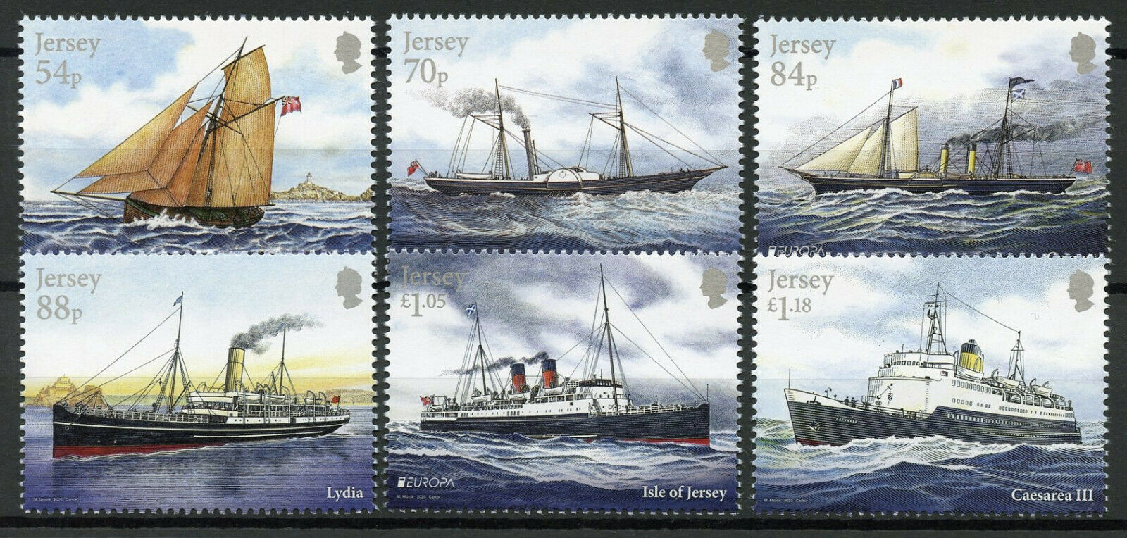 Jersey Mail Ships Stamps 2020 MNH Ancient Postal Routes Europa 6v Set