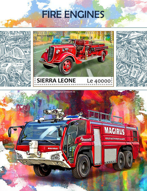 Sierra Leone 2017 MNH Fire Engines Trucks 1935 Ford Buffalo 1v S/S Stamps